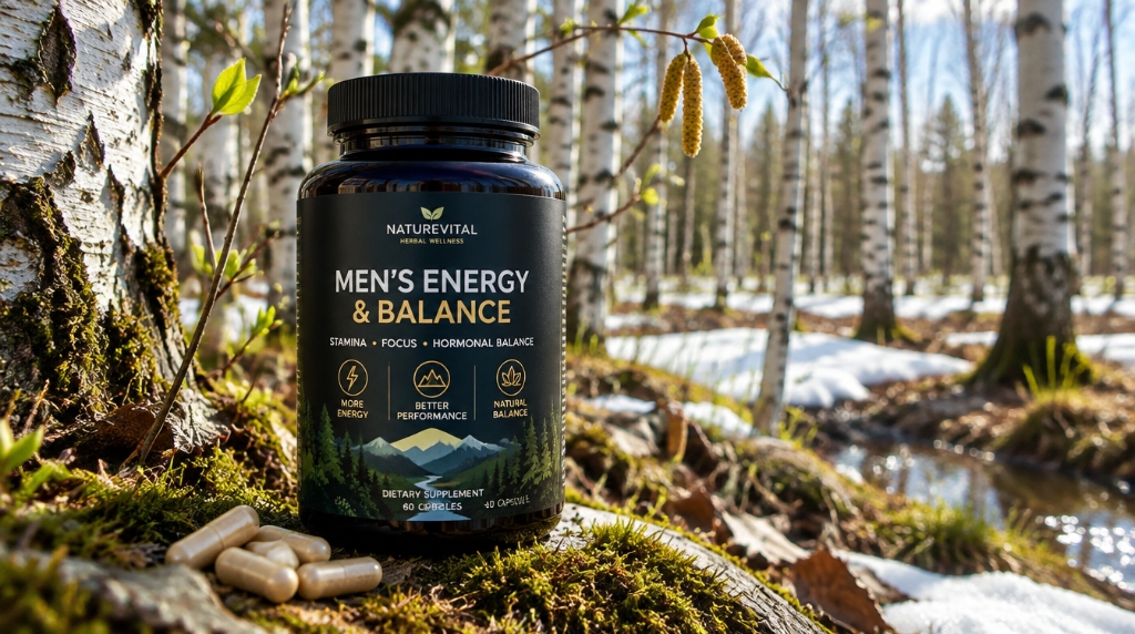 NatureVital Men's Energy & Balance kosttillskott i svensk natur